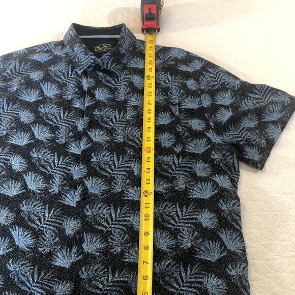 Nat Nast Hawaiian Shirt Mens Size XL Silk Blend Blue Tropical Leaves - Picture 7 of 8